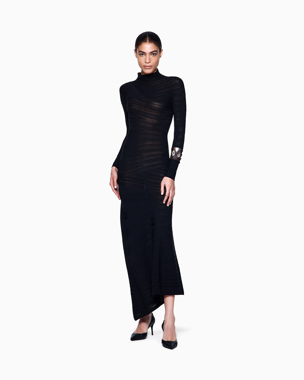 Viscose and wool jersey midi dress