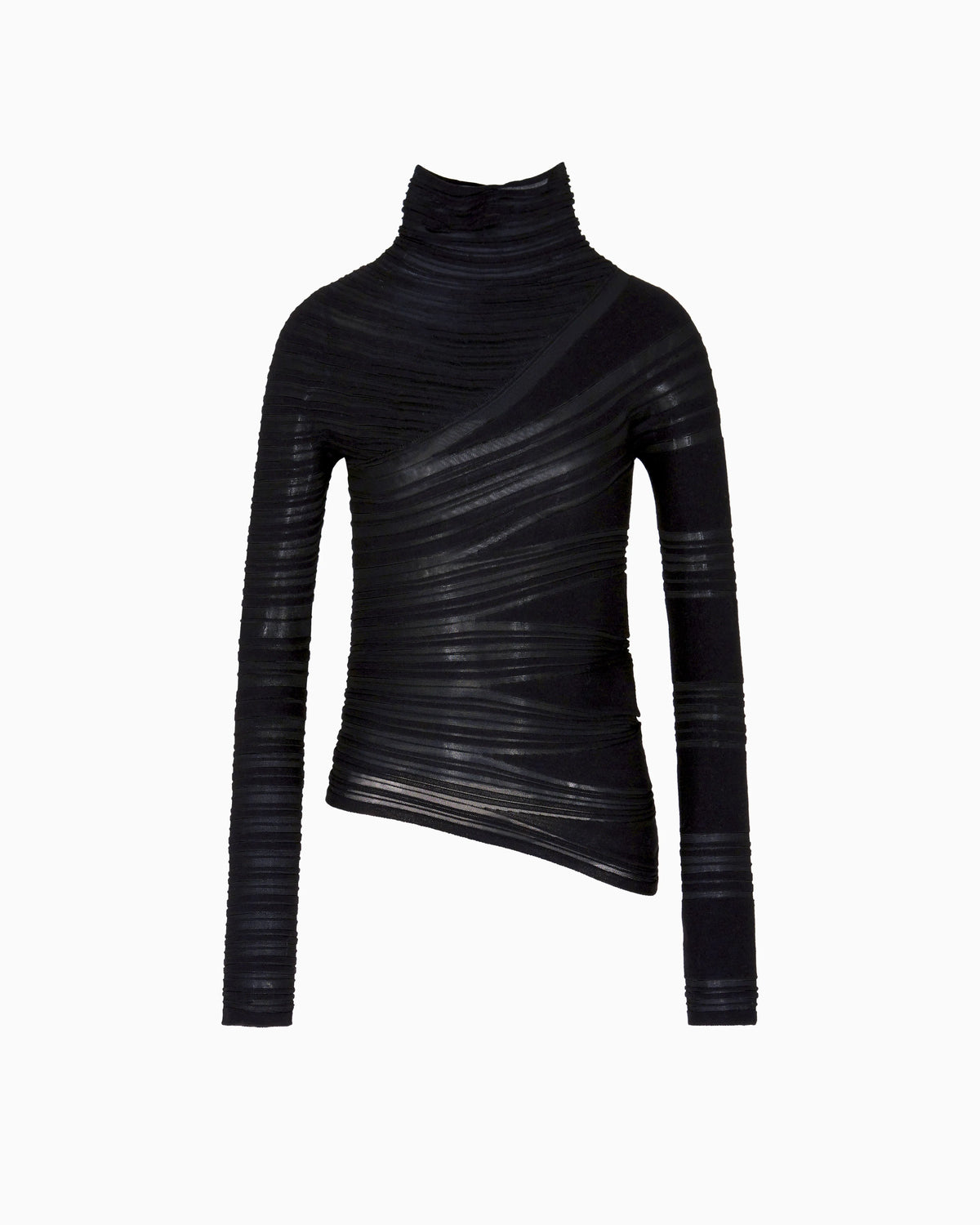Viscose and virgin wool mock-neck jumper