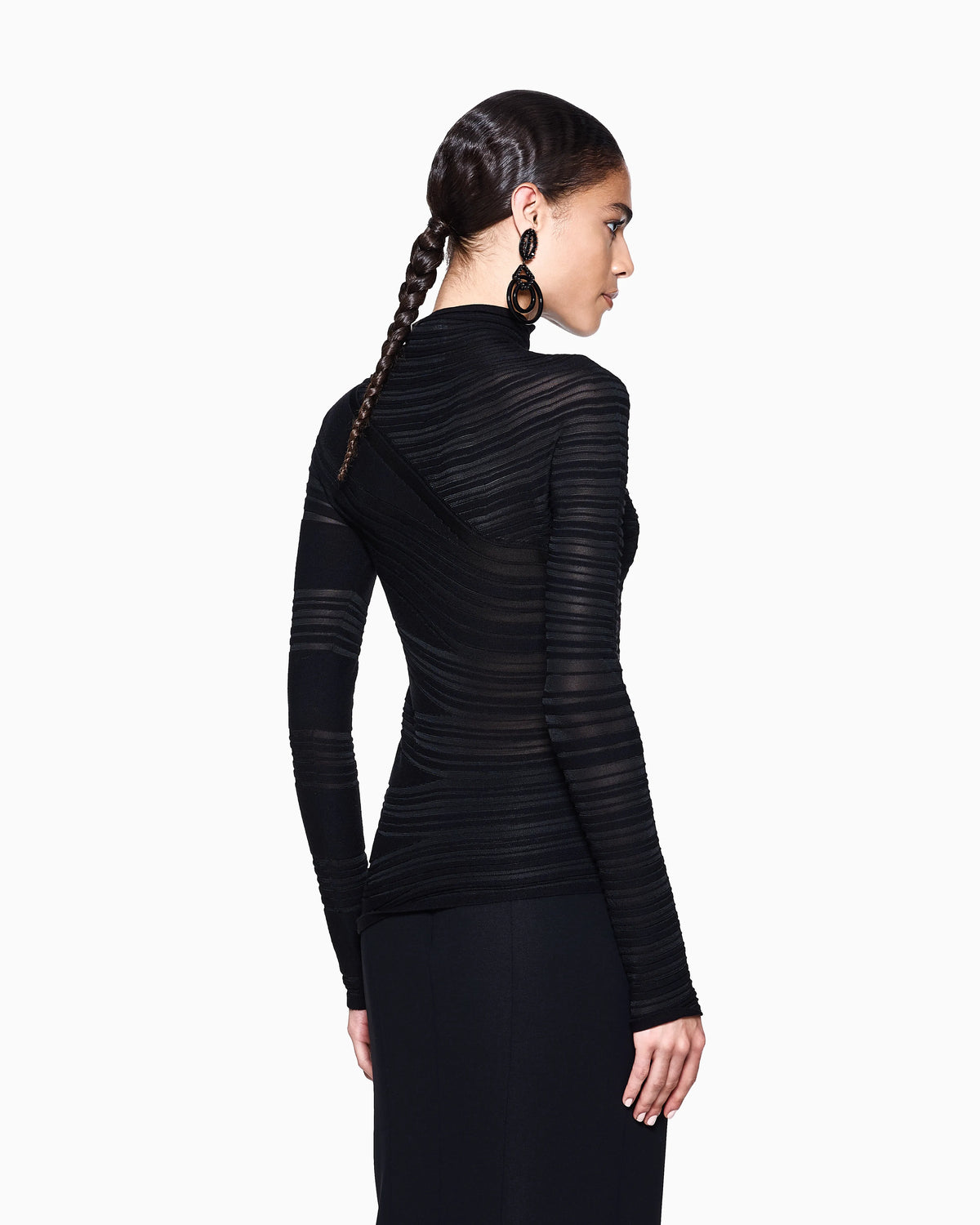 Viscose and virgin wool mock-neck jumper