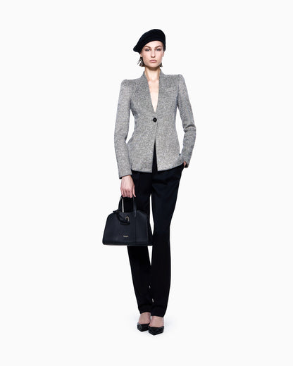 Single-breasted jacket in striped jacquard viscose jersey