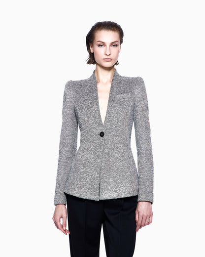 Single-breasted jacket in striped jacquard viscose jersey