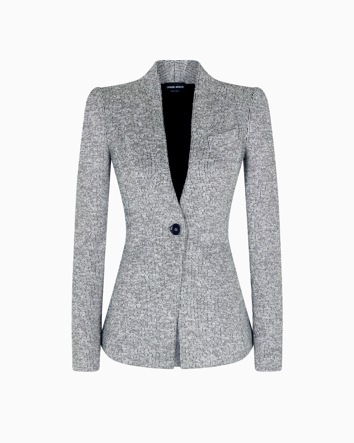 Single-breasted jacket in striped jacquard viscose jersey