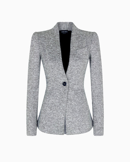 Single-breasted jacket in striped jacquard viscose jersey