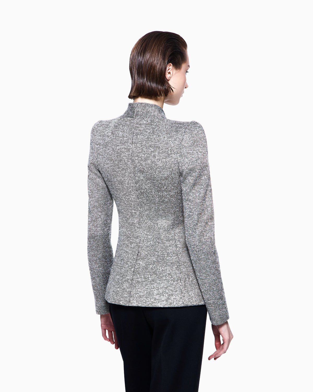 Single-breasted jacket in striped jacquard viscose jersey