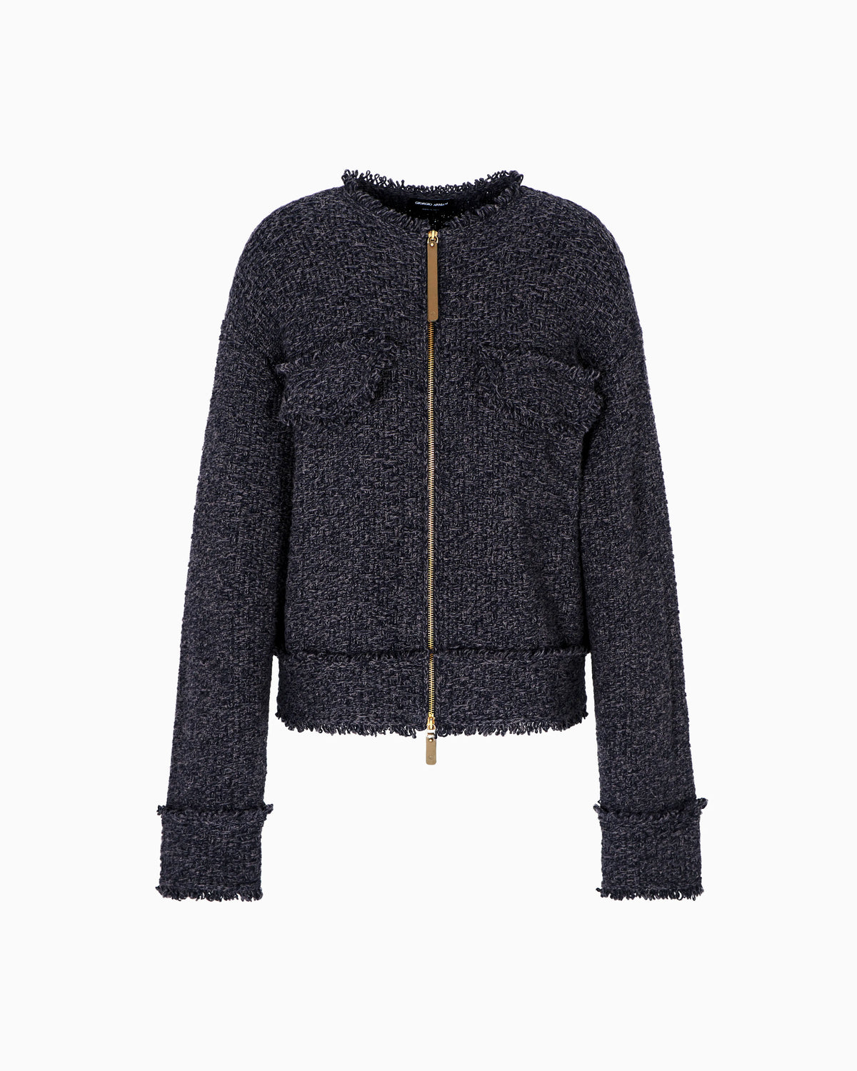 Denim Collection zip-up cardigan in wool, cotton and cashmere