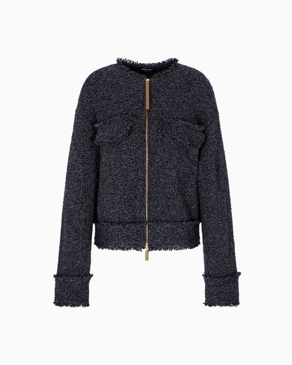Denim Collection zip-up cardigan in wool, cotton and cashmere