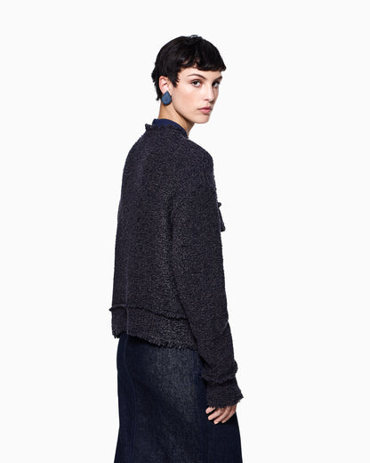 Denim Collection zip-up cardigan in wool, cotton and cashmere