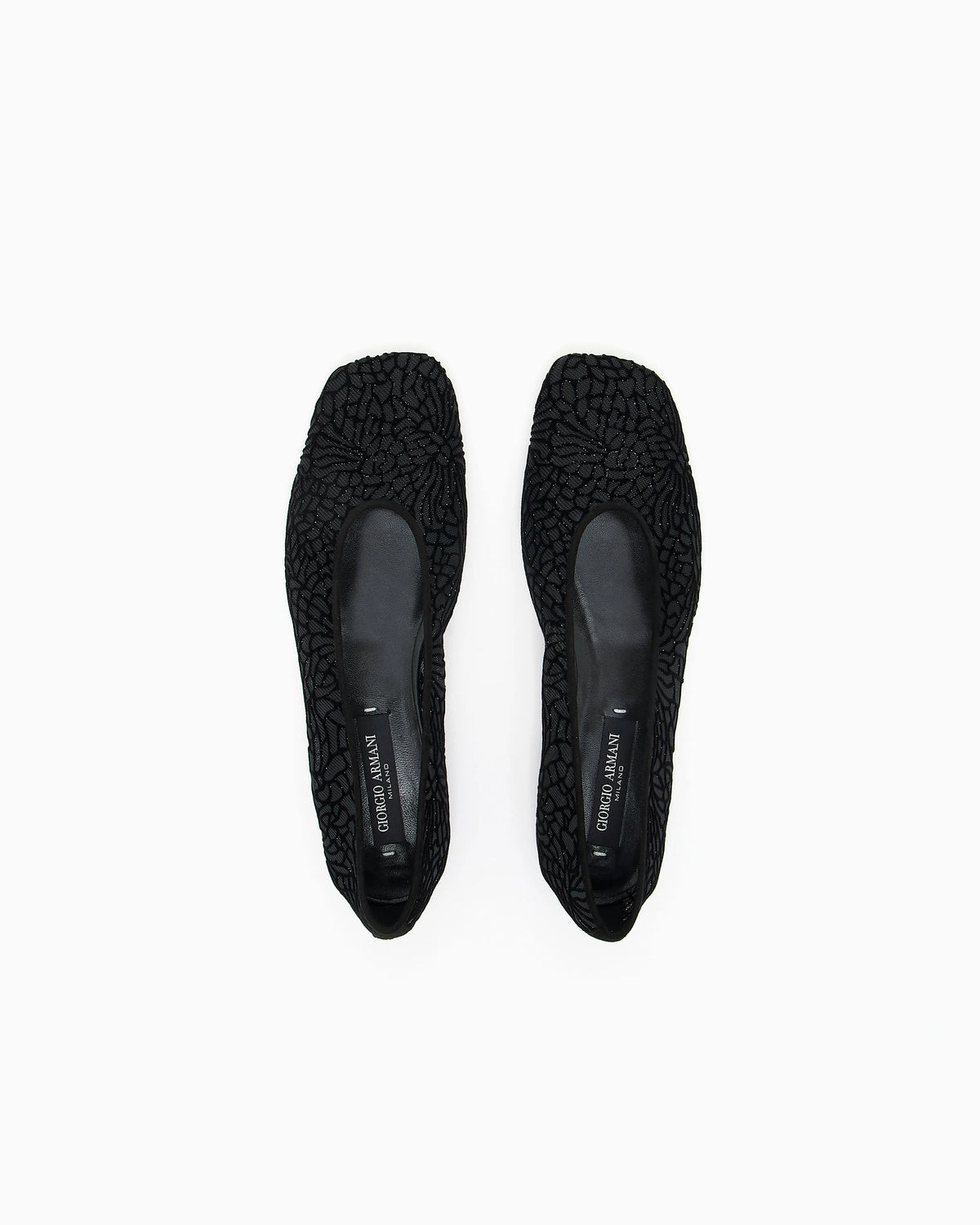 Floral flocked mesh ballerinas