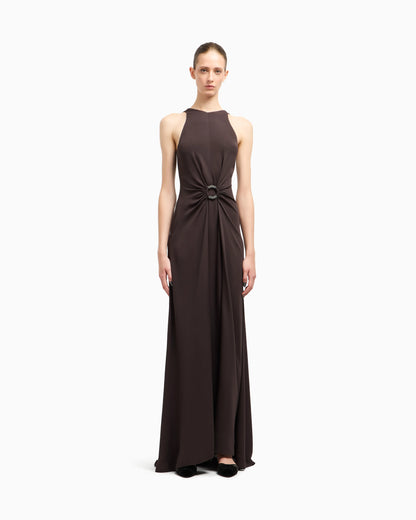 Long triple silk georgette dress