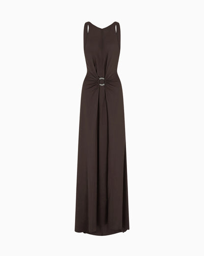 Long triple silk georgette dress