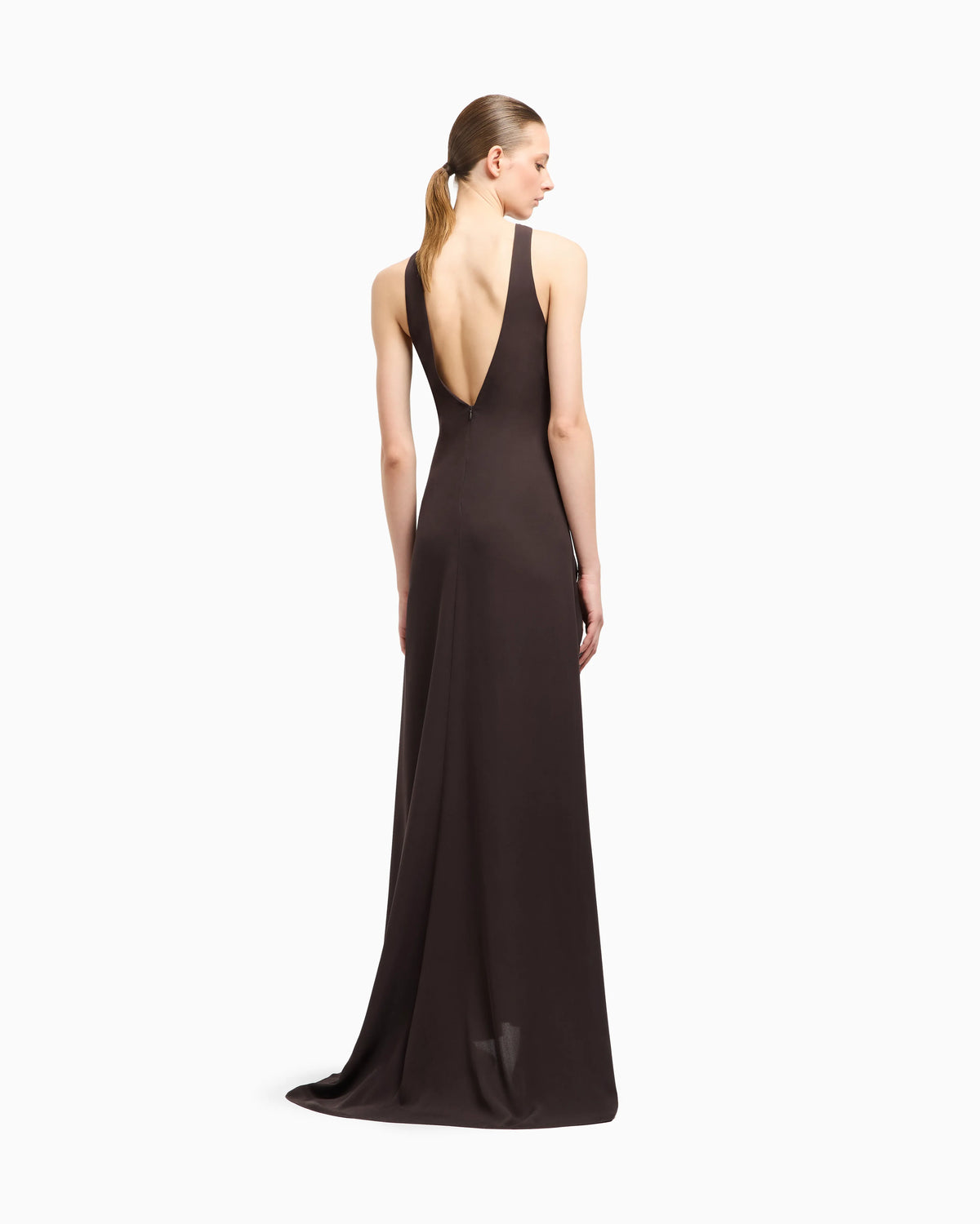 Long triple silk georgette dress