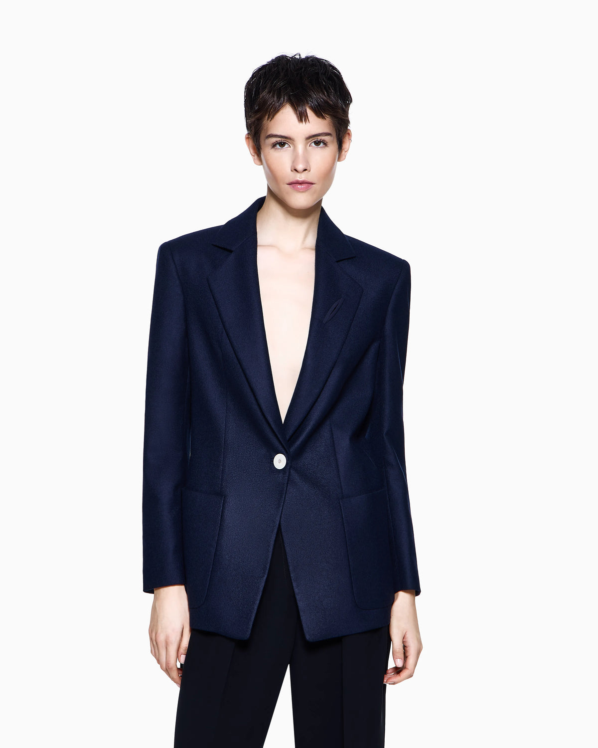 Cashmere jacket in flannel with patch pockets Icon