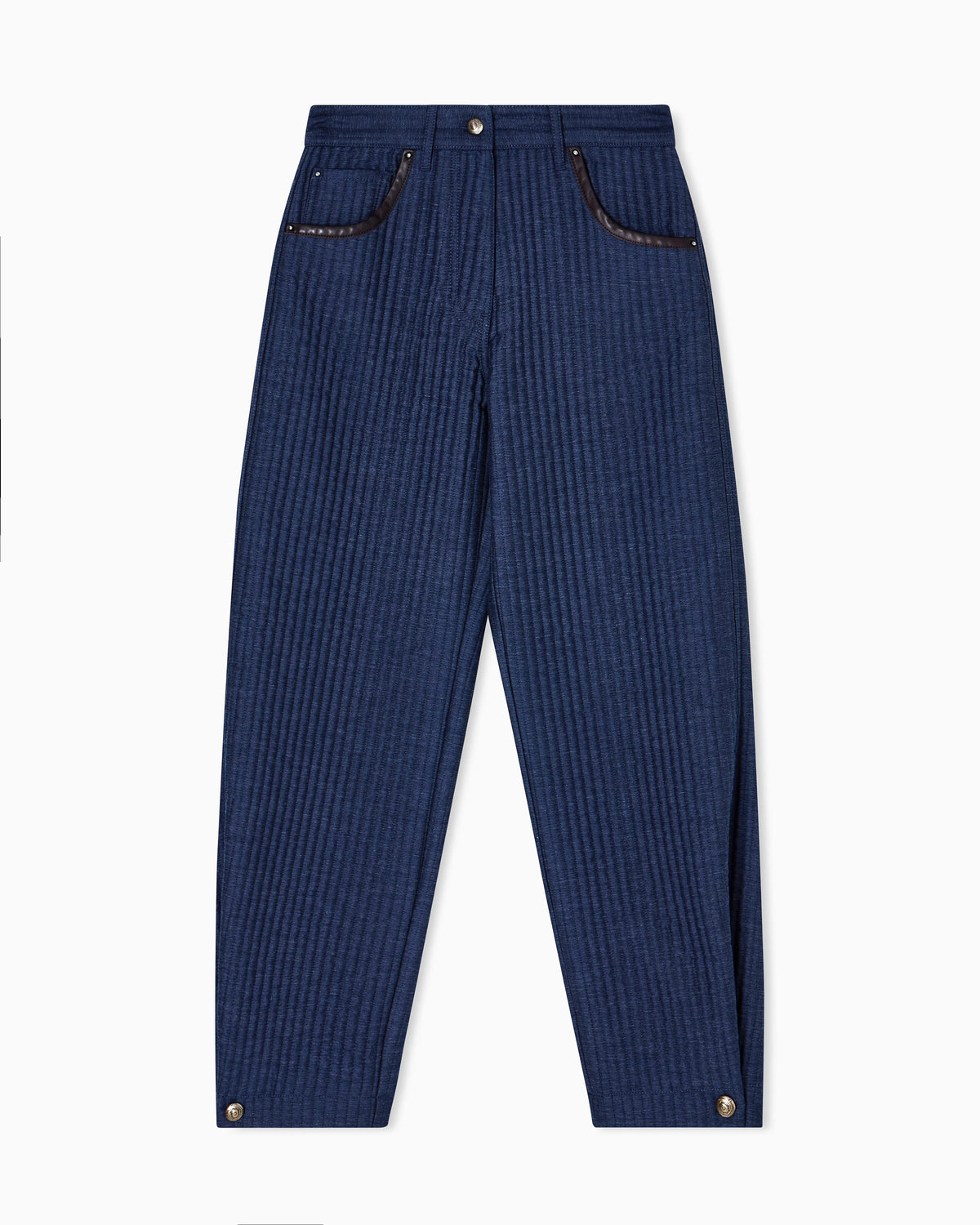 Denim Collection five-pocket trousers in viscose, cotton and silk with a quilted motif