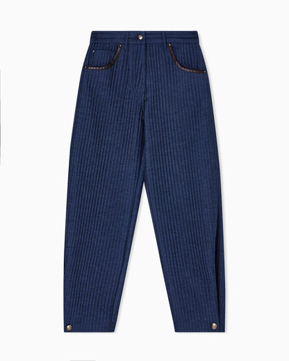 Denim Collection five-pocket trousers in viscose, cotton and silk with a quilted motif