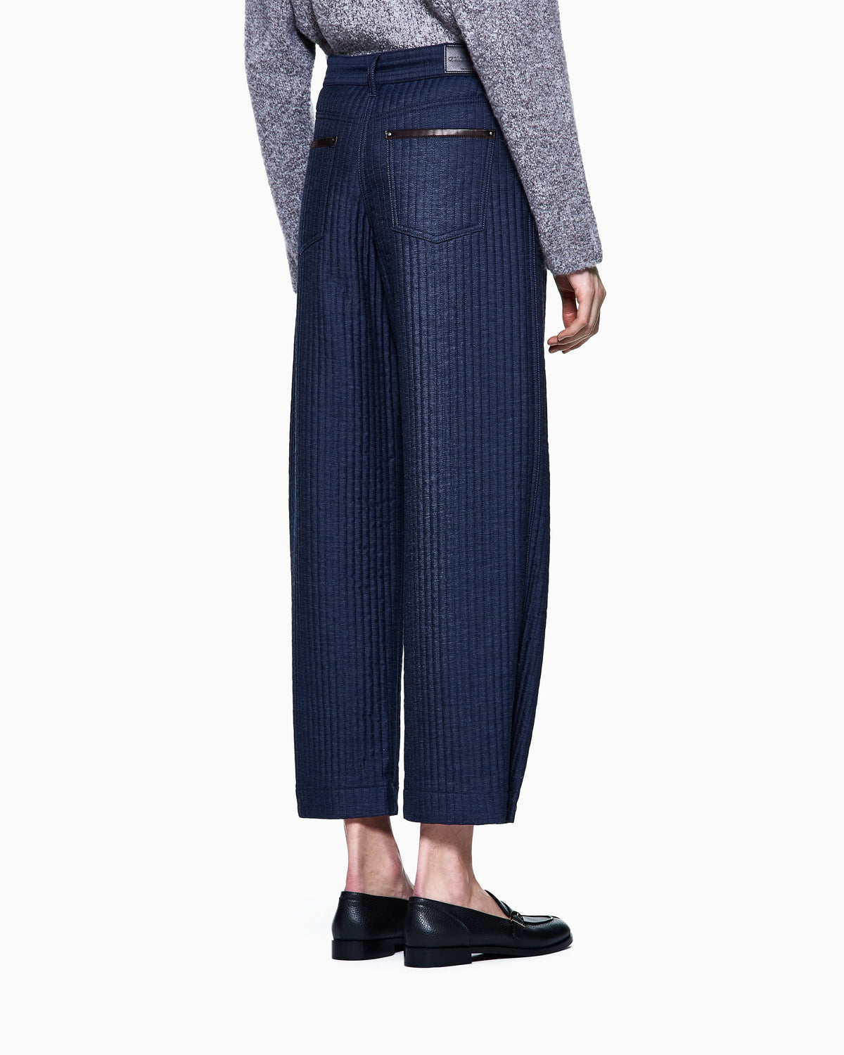 Denim Collection five-pocket trousers in viscose, cotton and silk with a quilted motif
