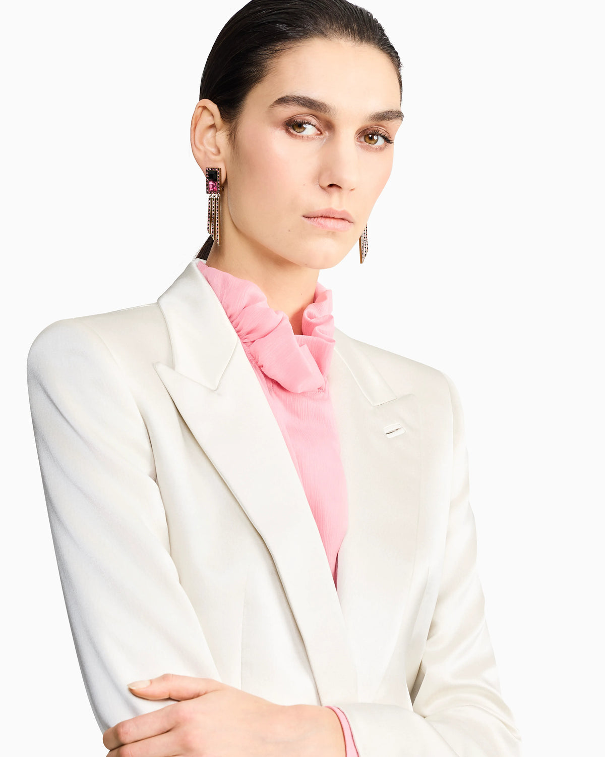 Single-breasted silk satin jacket