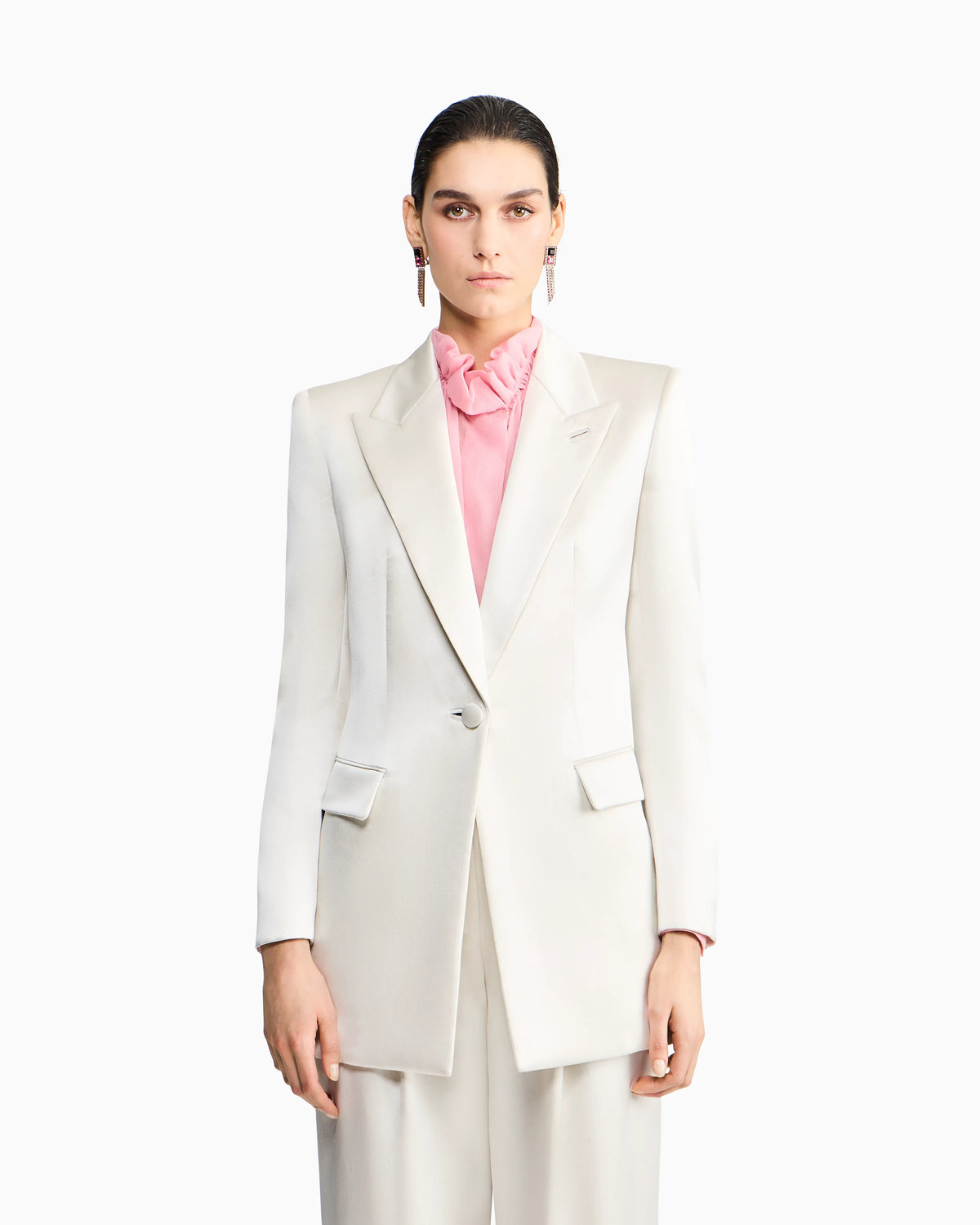 Single-breasted silk satin jacket