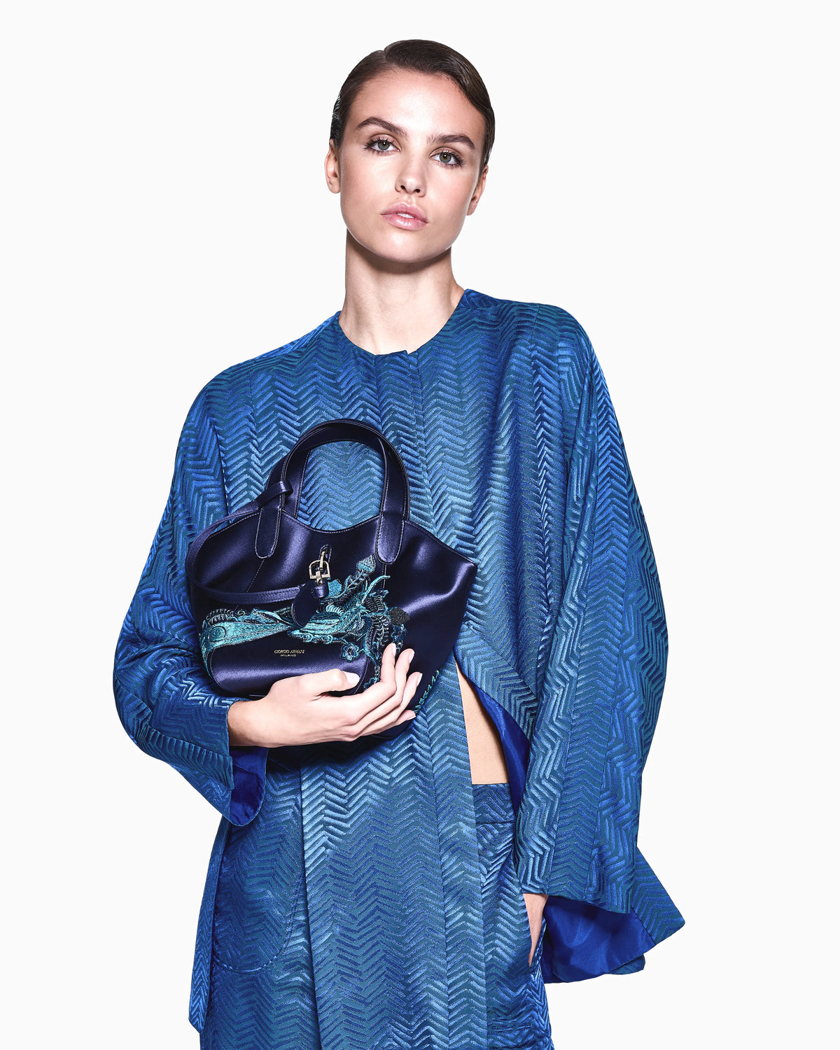 Viscose chevron jacquard jacket