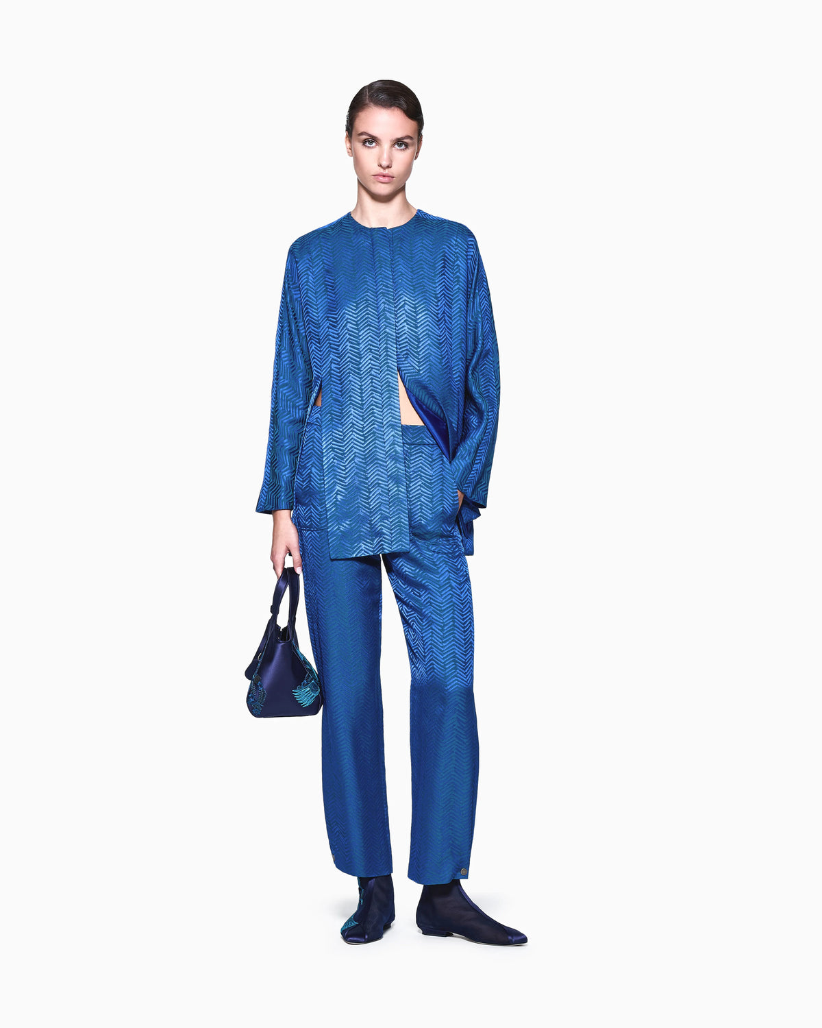 Viscose chevron jacquard jacket