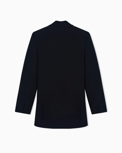 Double-breasted jacket in silk cady with rose detail