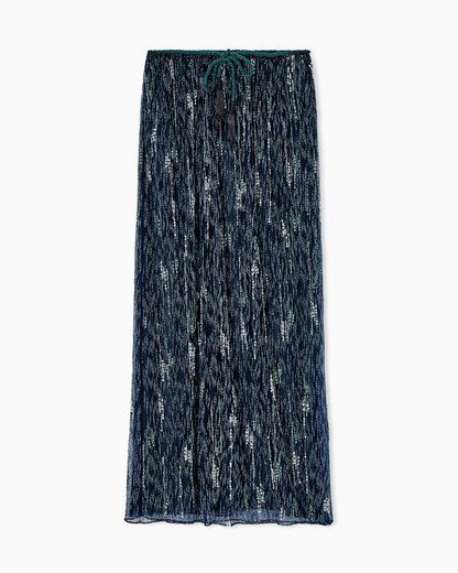 Embroidered tulle long skirt