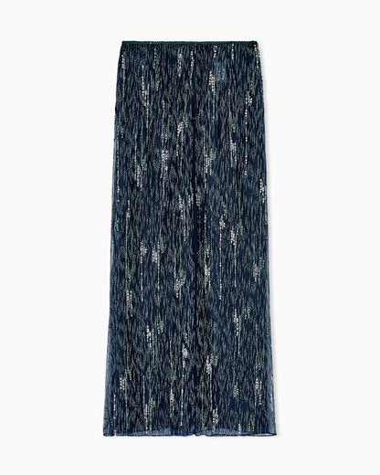Embroidered tulle long skirt
