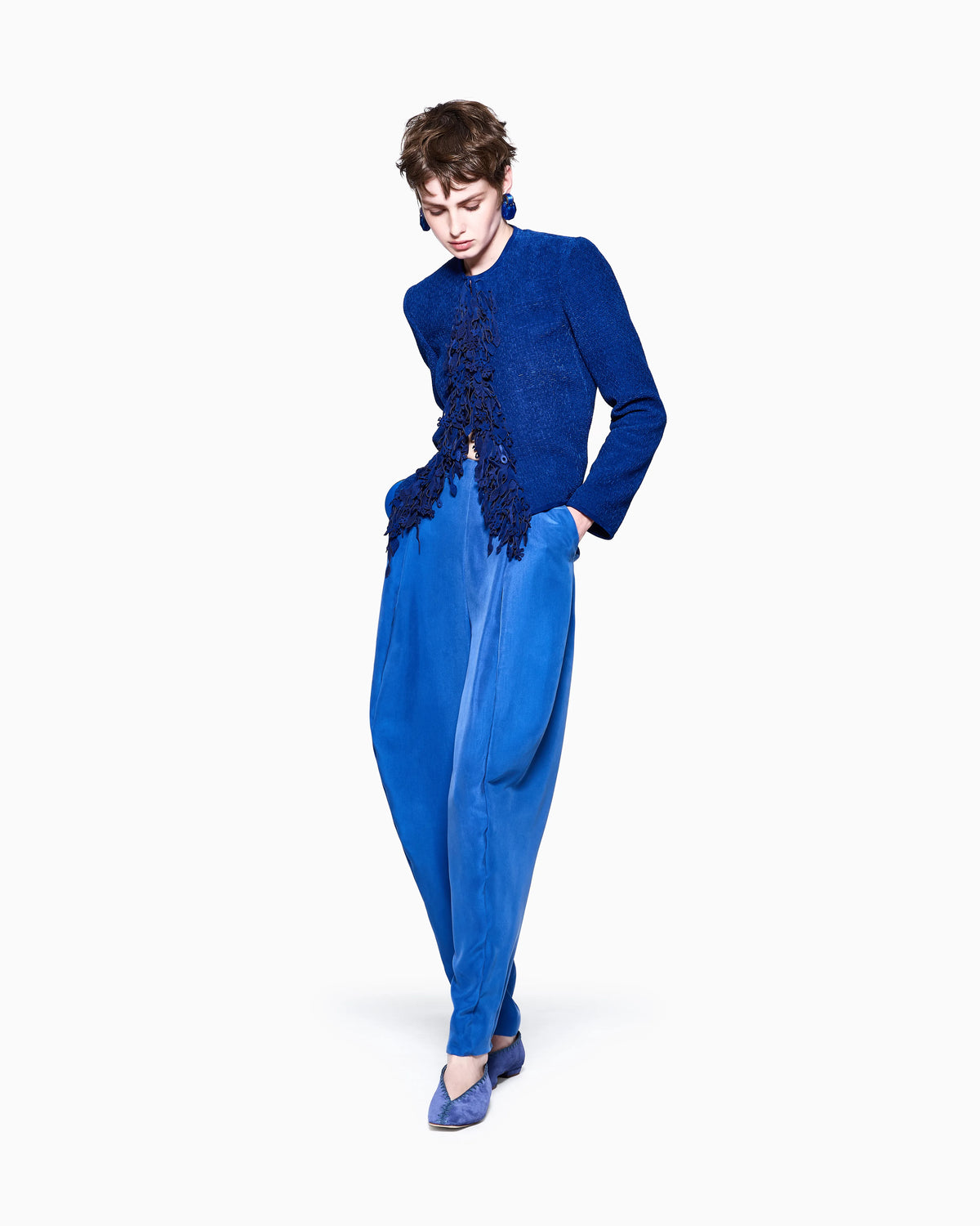 Washed silk trousers