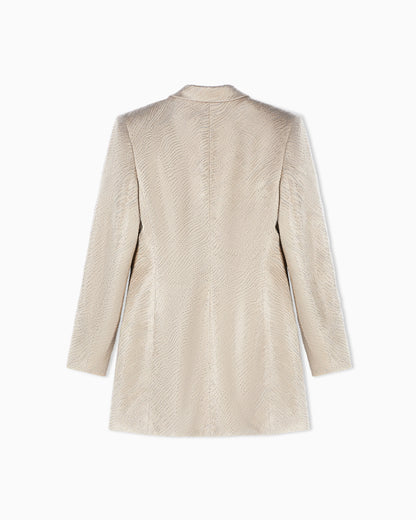 Single-breasted silk jacket with rhinestone embroidery