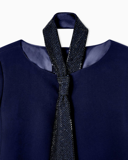 Silk jacket with embroidered tie