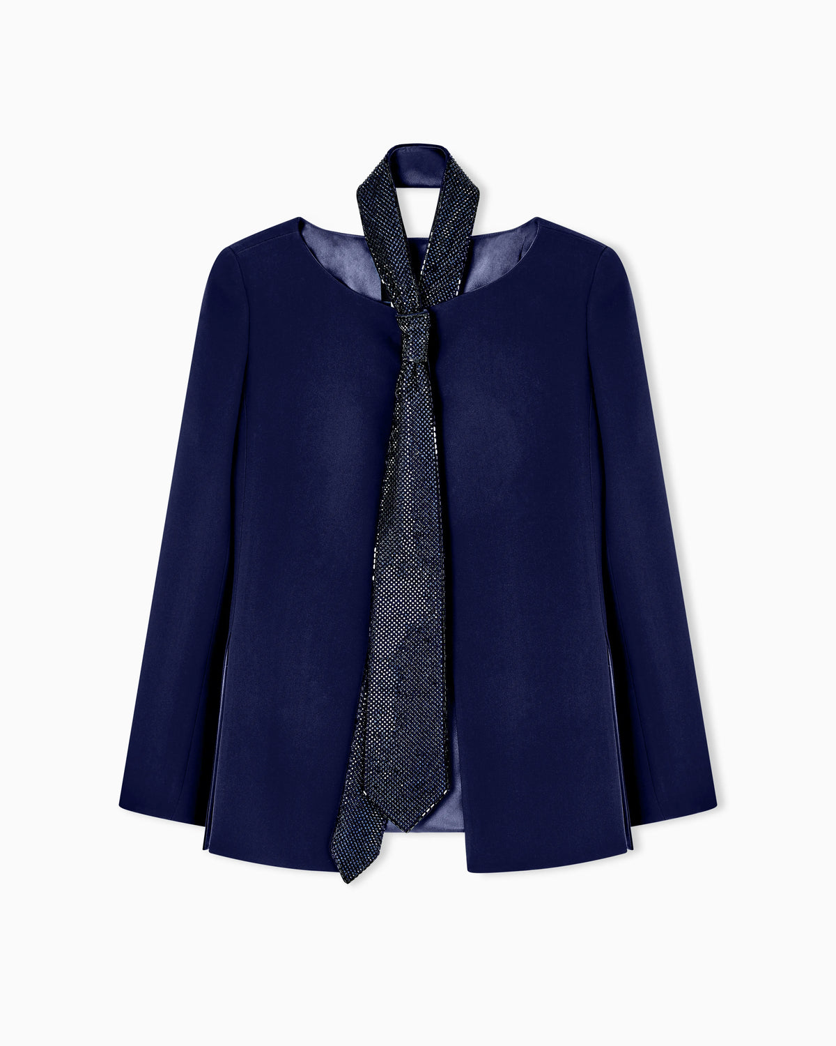 Silk jacket with embroidered tie
