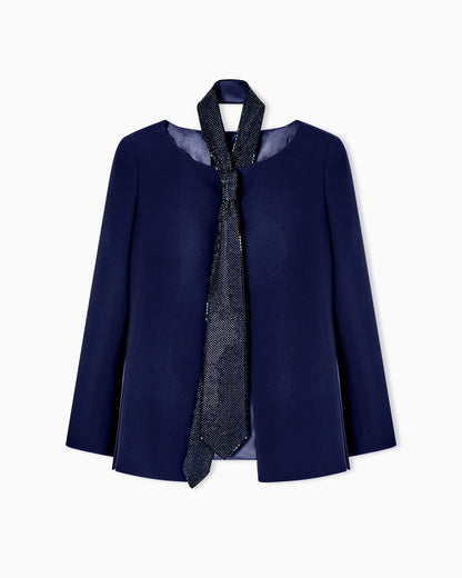 Silk jacket with embroidered tie