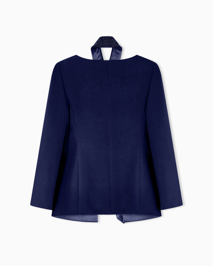 Silk jacket with embroidered tie
