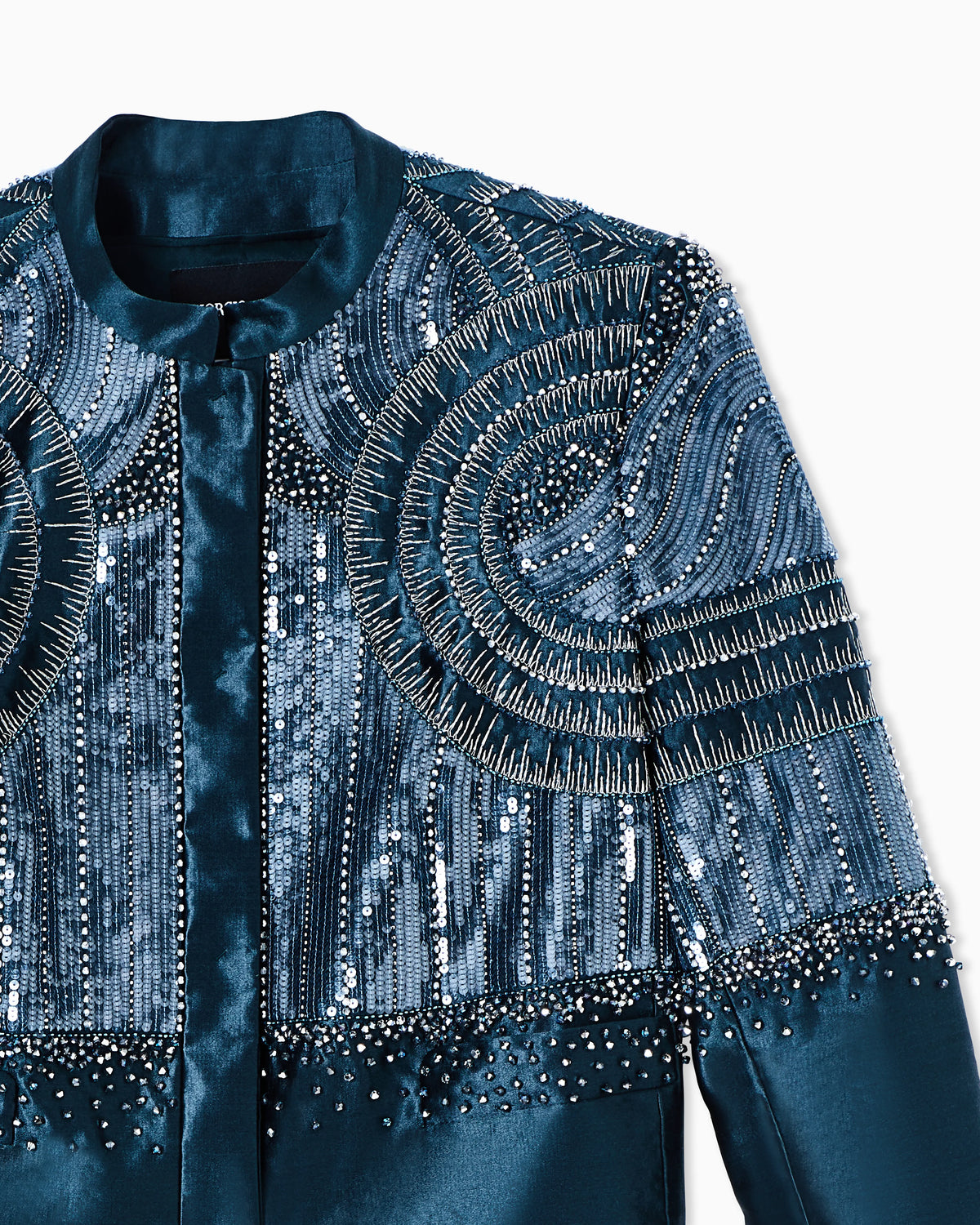 Embroidered linen and silk short jacket
