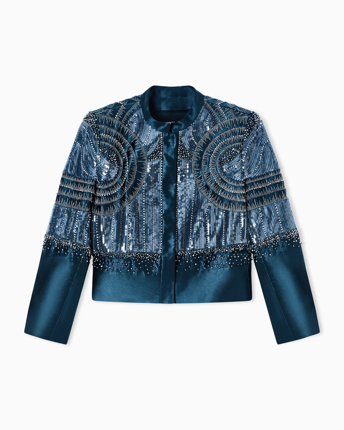Embroidered linen and silk short jacket