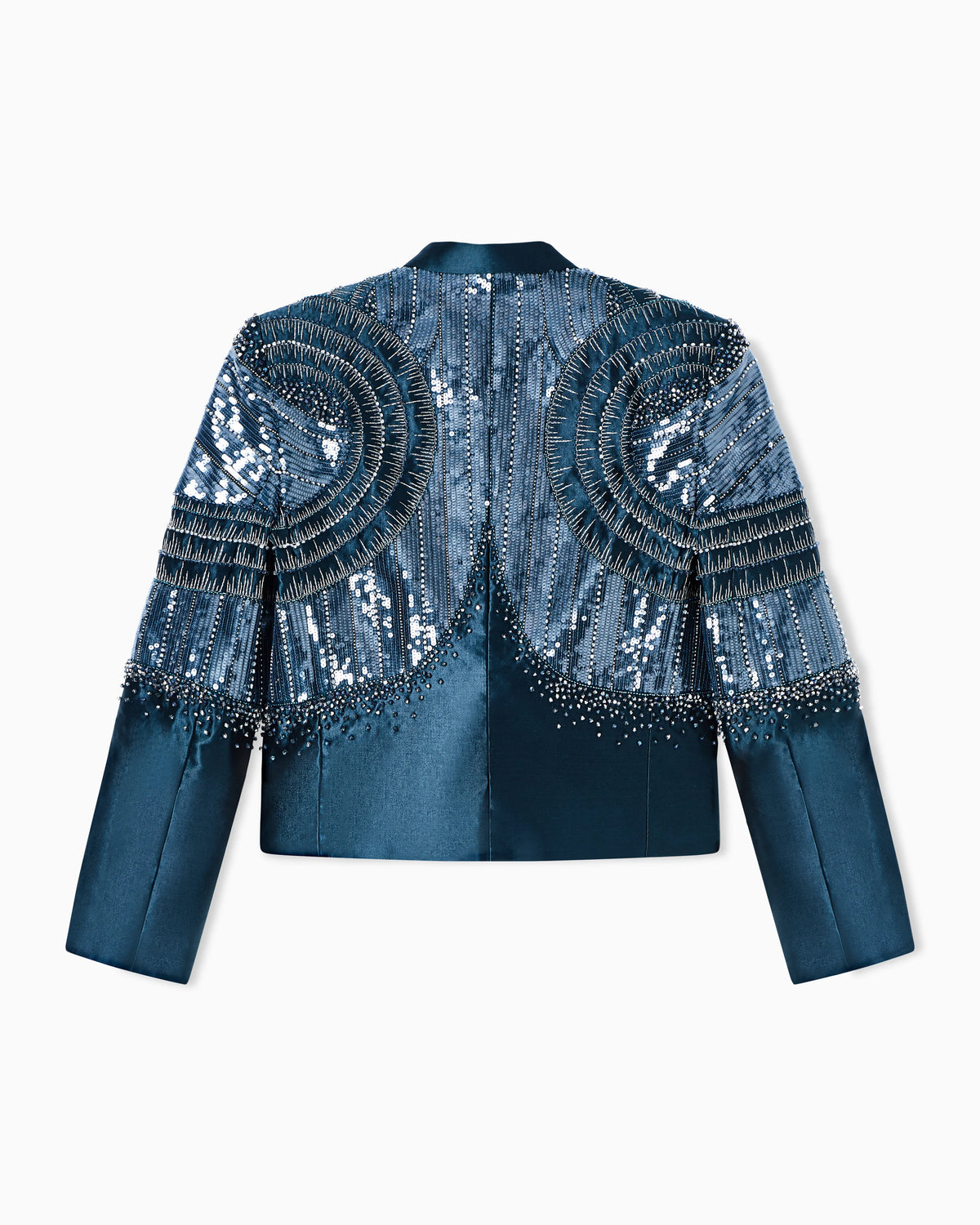 Embroidered linen and silk short jacket