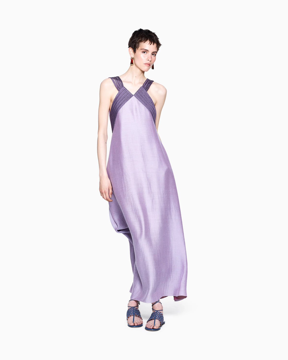 Long dress in Lyocell, viscose and silk