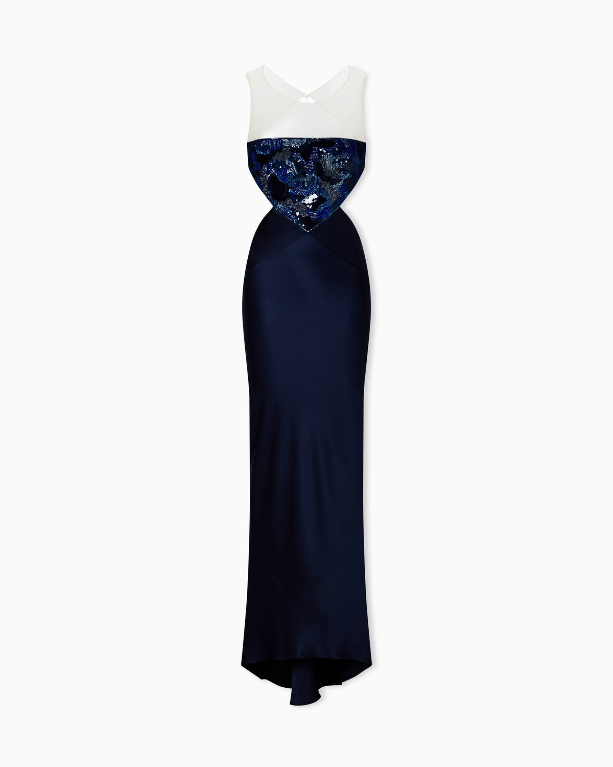Long silk dress with embroidery