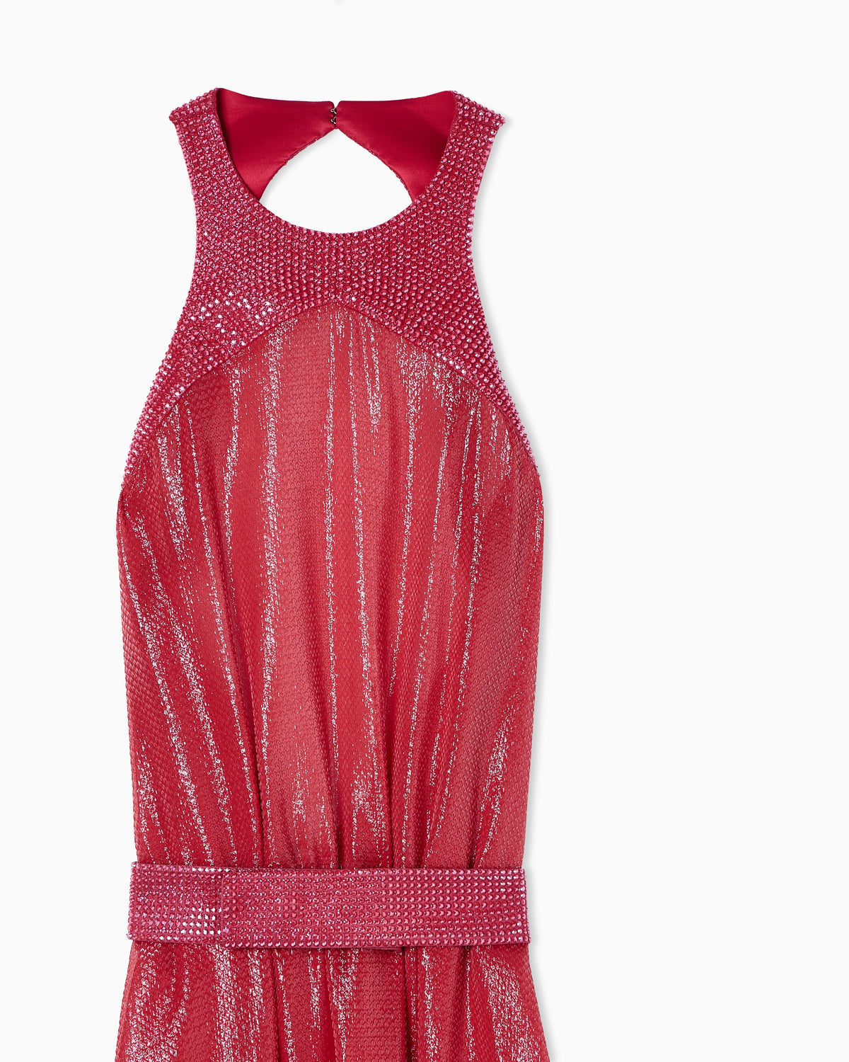 Long dress in a silk blend with rhinestone details