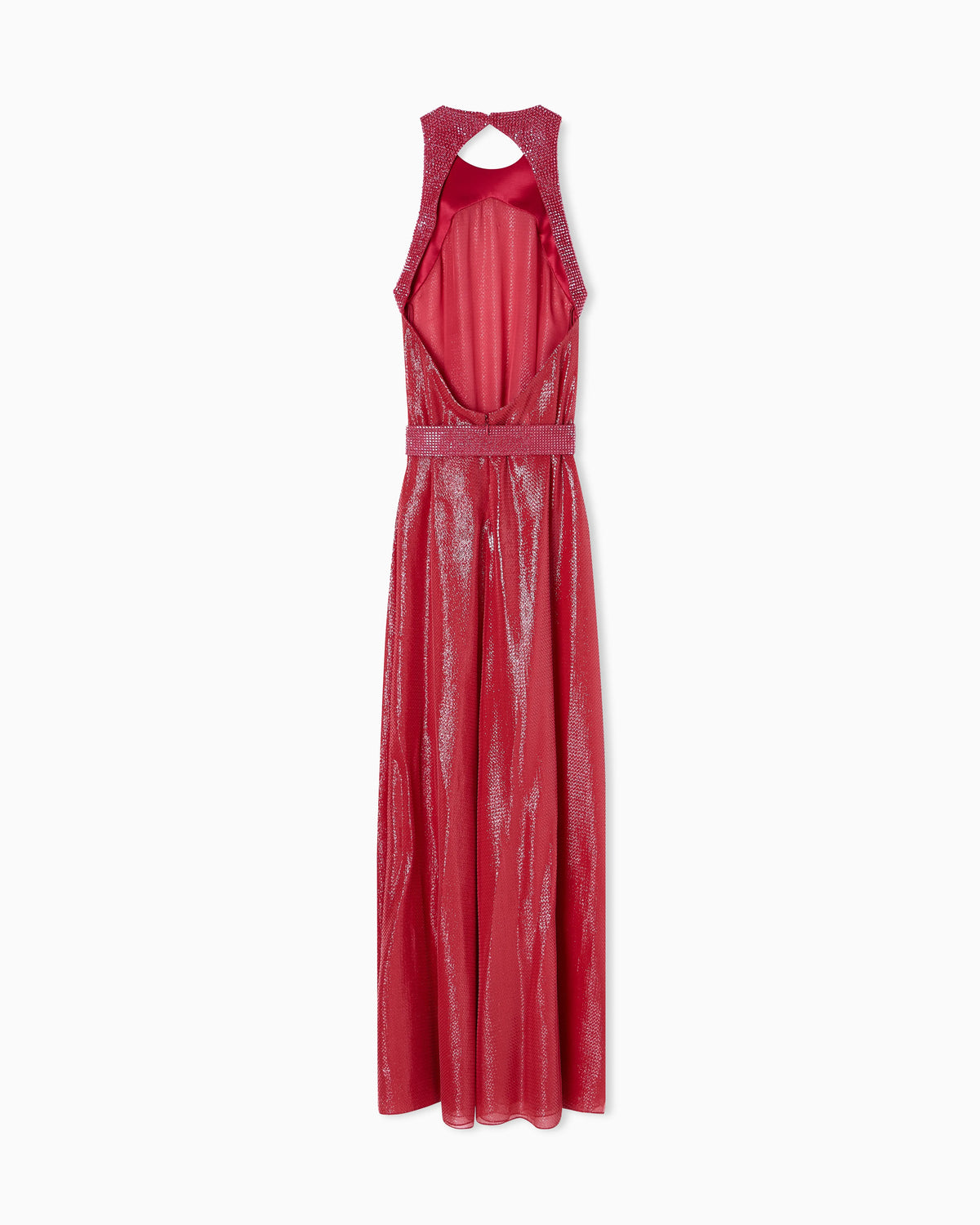 Long dress in a silk blend with rhinestone details