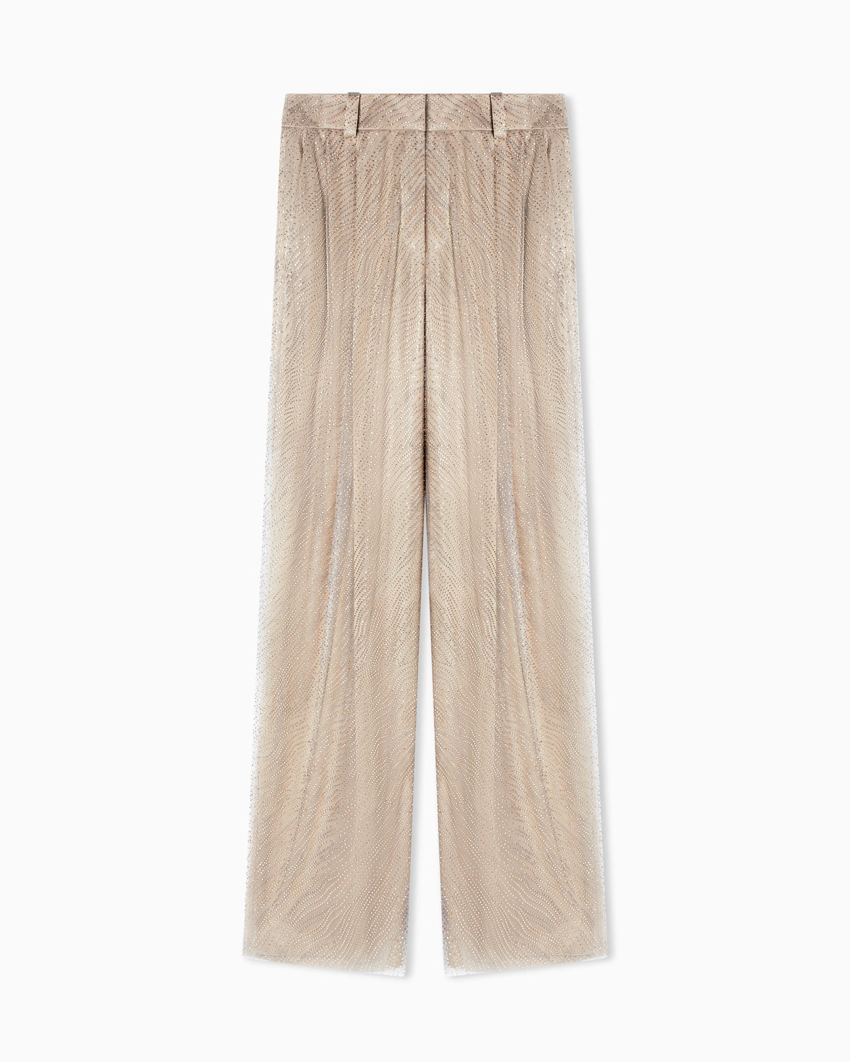 Trousers with silk pleats with rhinestone embroidery