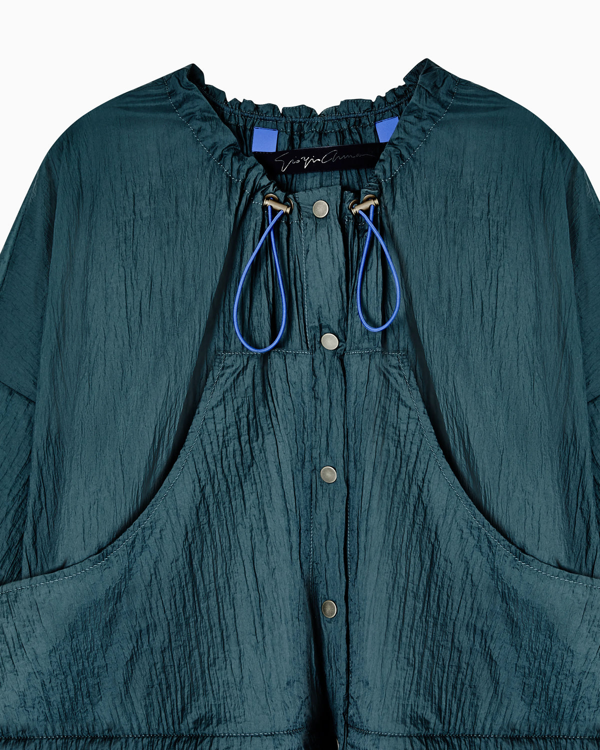 Crinkle nylon trench coat