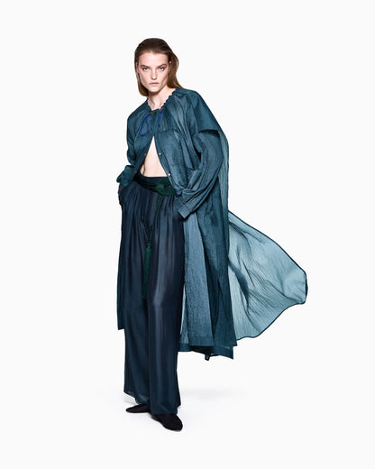 Crinkle nylon trench coat