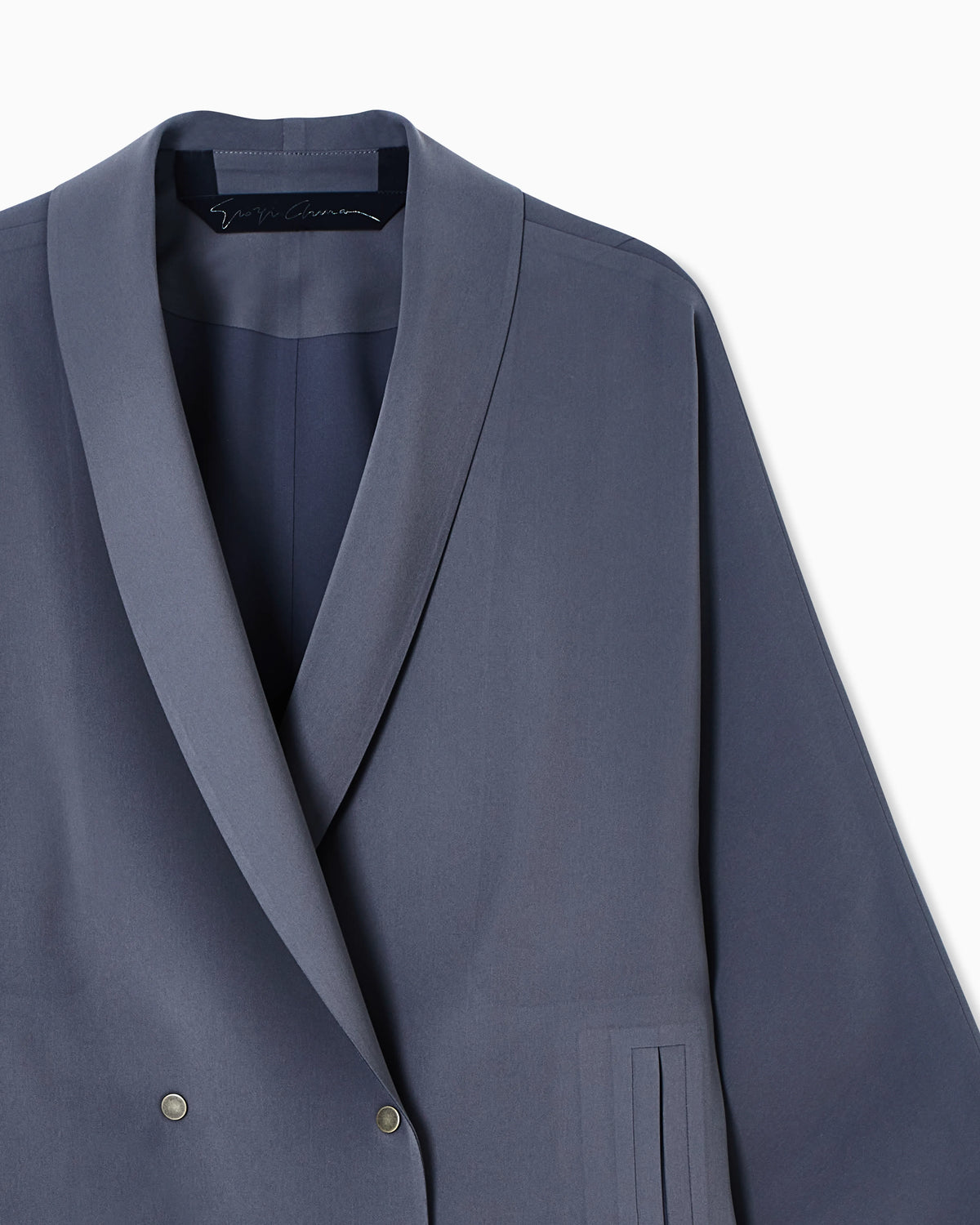 Double-breasted pea coat in technical cady