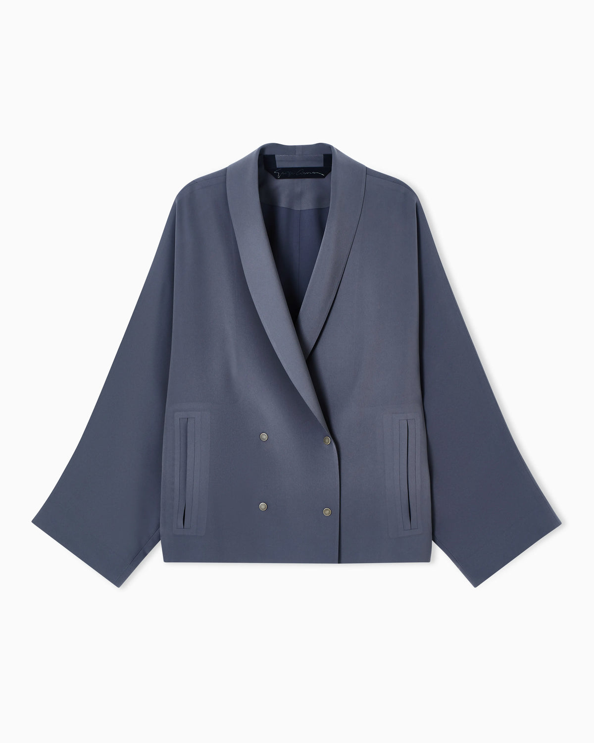 Double-breasted pea coat in technical cady