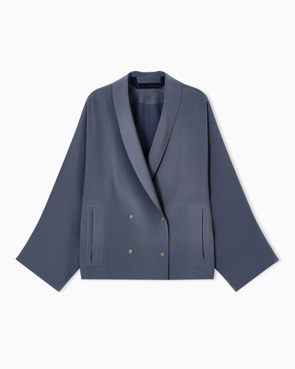 Double-breasted pea coat in technical cady