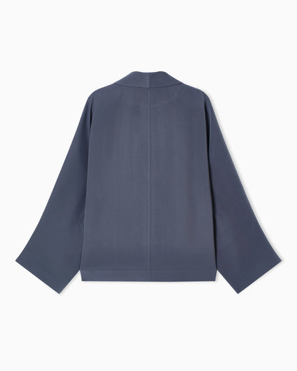 Double-breasted pea coat in technical cady