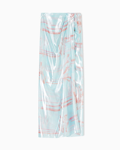 Long skirt in printed viscose and lurex