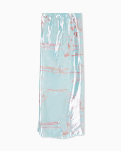 Long skirt in printed viscose and lurex