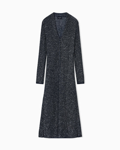 Long cardigan in a viscose and lurex knit with sequins