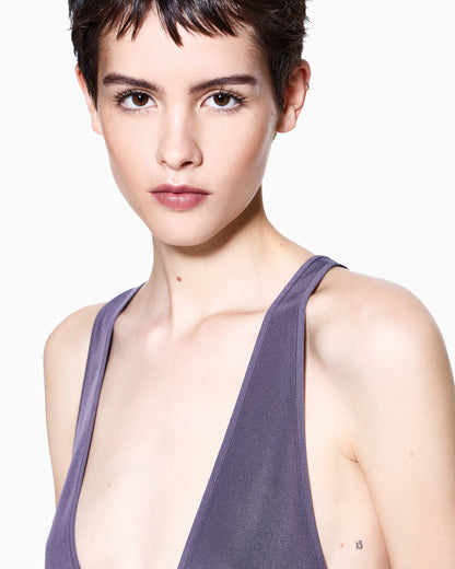 Silk blend crêpe short top